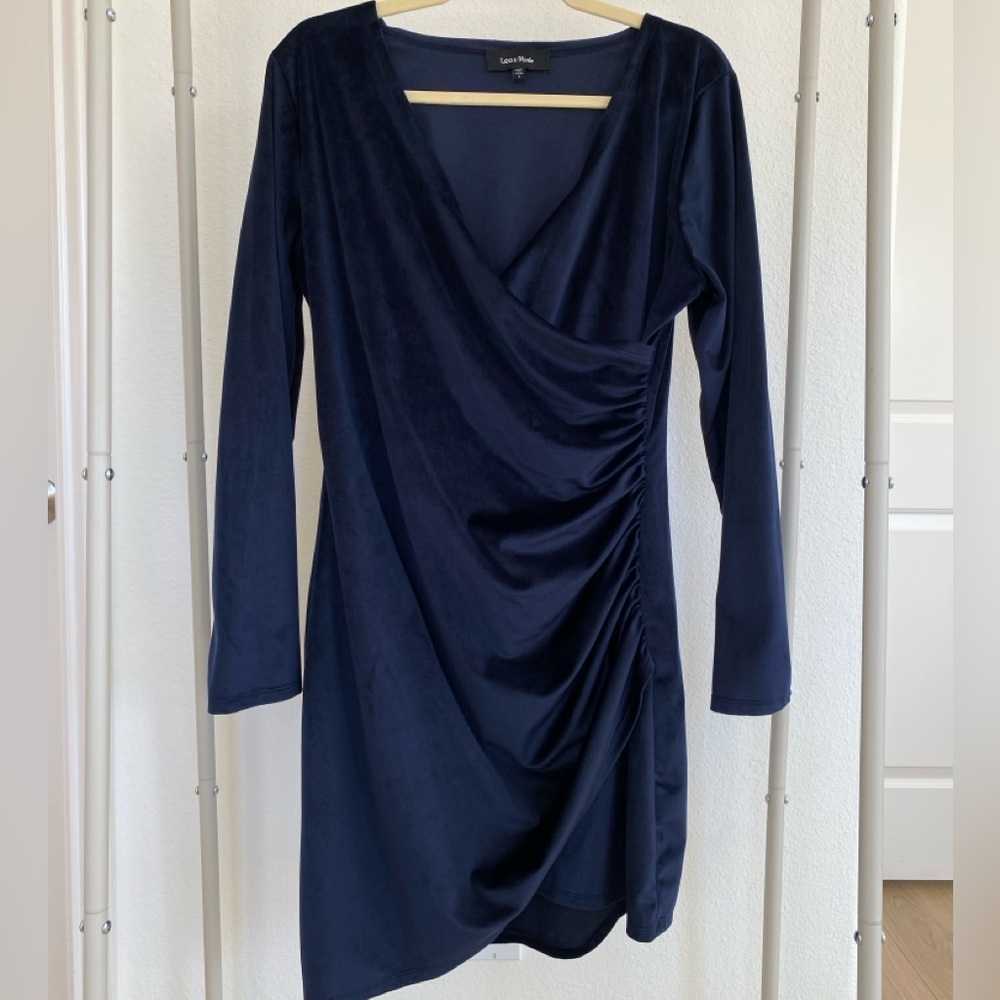 Navy Blue Long Sleeve Mini Dress Size L